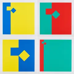 Camille Graeser, Camille Graeeser, 1974, Mappe mit 4 Farbserigrafien auf leichtem Karton