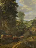 Jan Siberechts, Weite Landschaft mit einem mit Steinen beladenen Fuhrwerk, Öl auf Leinwand