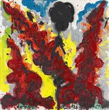 Antonius Hoeckelmann, "3 Blumenbäume", 1999, Acryl und Sprühfarbe auf Leinwand