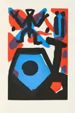 A. R. Penck, ein dich ten der tat - N. VIII, 1998, Mappe mit 9 Farbradierungen auf Velin, eingebunden in Publikation