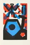 A. R. Penck, ein dich ten der tat - N. VIII, 1998, Mappe mit 9 Farbradierungen auf Velin, eingebunden in Publikation