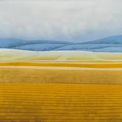 Gerhard Taubert, "Getreide Felder", 1980, Acryl auf Leinwand