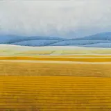 Gerhard Taubert, "Getreide Felder", 1980, Acryl auf Leinwand