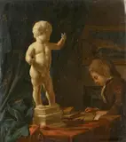 Französische Schule, Der Zeichenschüler vor einer Marmorskulptur