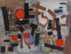 "Planung" by Fritz Winter, 1954, Öl auf Rupfen, sold Dec 2020