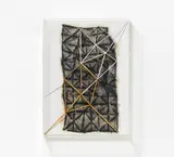František Kyncl, "Räumliche Malerei", 1986, Mischtechnik auf Leinwand, auf Holz aufgezogen. In Plexiglasrahmen