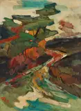 Gustav Wiethüchter, Bergische Landschaft, 1932, Öl auf Leinwand