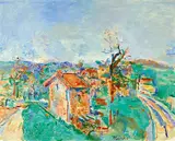 Marko Čelebonović, Vue du village, 1970er, Öl auf Leinwand