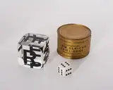 Timm Ulrichs, Spiel-Dose / Würfel / Glückswürfel, 1964-68, Konvolut von 3 Multiples. Verschiedene Materialien und verschiedene Formate