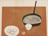 William Scott, Still Life with Frying Pan and Eggs, 1973, Screenprint in colours, on wove paper, the full sheet,