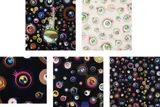 Jellyfish Eyes; Jellyfish Eyes Cream; Jellyfish Eyes - Black 1; Jellyfish Eyes – Black 3; and Jellyfish Eyes – Black 5 by Takashi Murakami, 2011-2013, Five offset lithographs in colours, on smooth wove paper, the full sheets,, sold Jun 2015