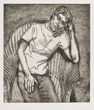 Bella in Her Pluto T-Shirt by Lucian Freud, 1995, Etching, on Somerset Textured paper, with full margins, the third (final) state (there were two unpublished trial states, sold Oct 2015
