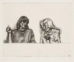 Conversation by Lucian Freud, 1998, Etching, on Somerset Textured paper, with full margins,, sold Oct 2015
