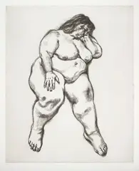 Woman Sleeping by Lucian Freud, 1995, Etching, on Somerset Textured paper, with full margins,, sold Oct 2015