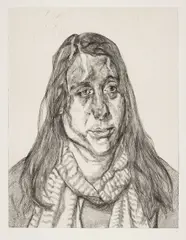 Portrait Head by Lucian Freud, 2001, Etching, on Somerset Textured paper, with full margins,, sold Oct 2015