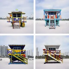 Magda Biernat, Lifeguard Houses, 2010, Unique work comprised of four archival pigment prints, each flush-mounted