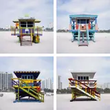 Magda Biernat, Lifeguard Houses, 2010, Unique work comprised of four archival pigment prints, each flush-mounted