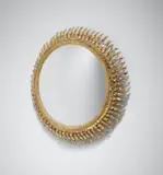 Line Vautrin, 'Soleil Torsadé' mirror, circa 1958, Talosel resin, coloured mirrored glass, convex mirrored glass