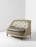 Émile-Jacques Ruhlmann, 'Rothermére' sofa, model no. 34AR/402NR, from the Grand Salon of the François Ducharne residence, Paris, 1928, Gilded wood, patinated bronze, silk