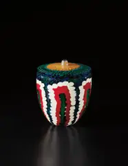 Unique 'Primavera' vase by Yoichi Ohira, 2006, Handblown glass canes and powder inserts, partial battuto glass and incised surface, sold Apr 2015