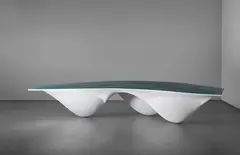 White 'Aqua' table by Zaha Hadid, 2006, Polyurethane resin, silicone, offered Apr 2015