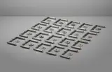 Walter Gropius and Adolf Meyer, Set of twenty door handles, circa 1922, Nickel-plated metal, steel