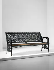 'Waterplant' bench by Christopher Dresser, designed 1867, Painted cast iron, pine, sold Apr 2015