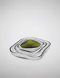 Rare and early set of four stackable plates, model nos. 9769 A-B-C-D by Alvar Aalto, designed circa 1939, Clear and coloured glass still-blown into wooden mould, offered Apr 2015