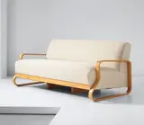 Three-seater sofa, model no. 44 by Alvar Aalto, designed 1933, Bent birch laminated plywood, birch fabric, sold Apr 2015