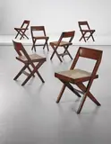 Set of six 'Library' chairs, model no. PJ-SI-51-A, designed for the High Court and Punjab University, Chandigarh by Pierre Jeanneret, circa 1959-1960, Teak, cane, sold Apr 2015