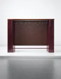 Jean Prouvé, Coat rack, designed for Cité Technique, Cachan, 1955, Painted bent sheet steel, painted tubular aluminium, oak, painted particle board