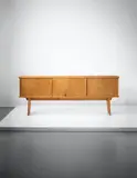 Bahut, model no. 3, designed for 'L’Equipement de la Maison' series, Grenoble by Charlotte Perriand and Pierre Jeanneret, designed 1939-1945, produced circa 1947-1952, Pine, mahogany-veneered wood, sold Apr 2015
