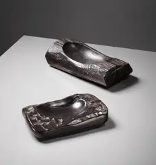 Two dishes by Alexandre Noll, 1950s, Ebony, sold Apr 2015