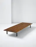 Low bench, from Cité Cansado, Cansado, Mauritania by Charlotte Perriand, 1958, Mahogany, painted metal, sold Apr 2015