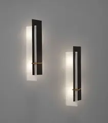 Esperia, Pair of wall lights, 1960s, Painted metal, acrylic, brass