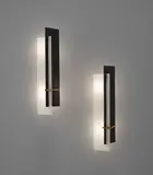 Esperia, Pair of wall lights, 1960s, Painted metal, acrylic, brass