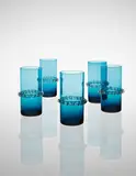 Gio Ponti, Set of five 'crinoline' glasses, 1950s, Coloured glass