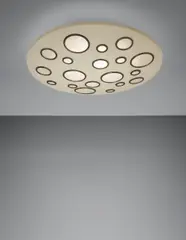 Arredoluce, Large ceiling light, circa 1950, Opaque glass, brass, painted metal