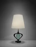 Max Ingrand, Table lamp, circa 1955, Painted metal, coloured glass, brass, paper shade
