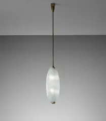 Ceiling light by Max Ingrand, circa 1955, Frosted glass, tubular brass, brass, painted brass, offered Apr 2015