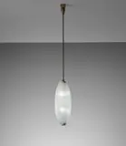 Max Ingrand, Ceiling light, circa 1955, Frosted glass, tubular brass, brass, painted brass