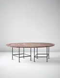 Large coffee table by Luigi Caccia Dominioni, 1950s, Marble, painted tubular metal, painted metal, brass, offered Apr 2015