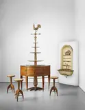 Tomaso Buzzi, Unique and important cocktail bar with three stools and wall-mounted washbasin with niche, designed for the IV Triennale di Monza