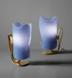 Pair of table lamps by Fontana Arte, circa 1956, Coloured glass, brass, sold Apr 2015