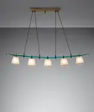 Osvaldo Borsani, Rare chandelier, circa 1940, Glass, brass, parchment shades
