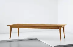 Rare dining table by Jean Royere, circa 1955, Oak-veneered wood, oak, offered Apr 2015