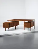 Demountable desk, model no. PJ-BU-15-A, designed for the Secretariat and the administrative buildings, Chandigarh by Pierre Jeanneret, circa 1957-1958, Teak, aluminium, sold Apr 2015