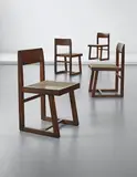 Set of four chairs, model no. PJ-SI-54-A, designed for Punjab University, Chandigarh by Pierre Jeanneret, circa 1960, Teak, cane, offered Apr 2015