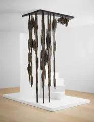Unique sculptural balustrade, designed for an apartment, Milan by Arnaldo Pomodoro, 1961, Brass, tubular metal, offered Apr 2015