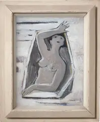 Untitled by Gio Ponti, 1946-1949, Oil on paper, laid on board, artist’s frame in painted wood, sold Apr 2015